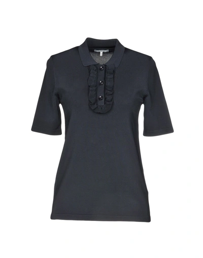 Ganni Polo Shirt In Dark Blue