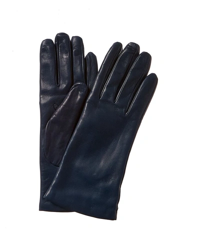 Portolano Cashmere-lined Leather Gloves In Blue