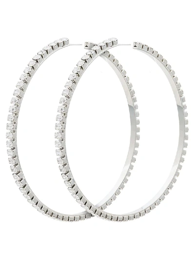 Area Silver Metallic Dorinda Oversized Crystal Hoop Earrings