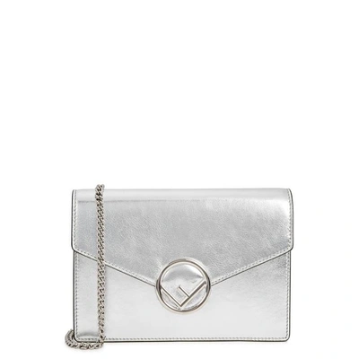 Fendi Kan I F Silver Leather Cross-body Bag