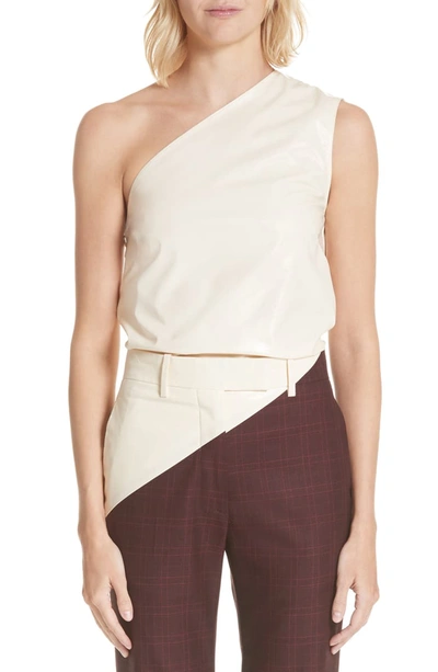 Calvin Klein 205w39nyc Coated Cotton Asymmetrical Top In Creme