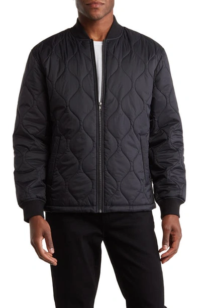 14th & Union Quilted Bomber Jacket In Black