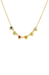 Kurt Geiger Rainbow Crystal Heart Necklace In Gold/ Multi