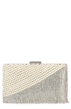 Jessica Mcclintock Skye Embellished Minaudière In Pearl/ Pewter