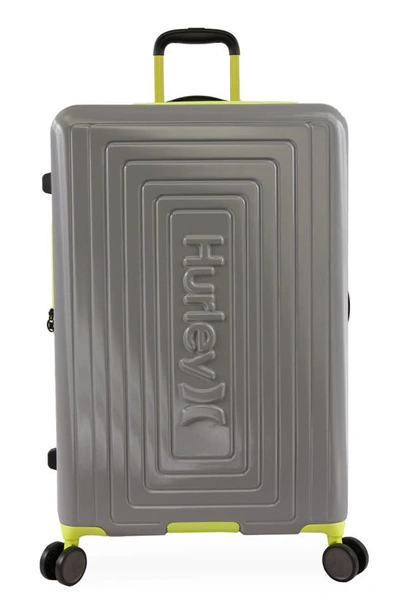 Hurley Suki 29" Hardshell Spinner Suitcase In Light Grey / Neon