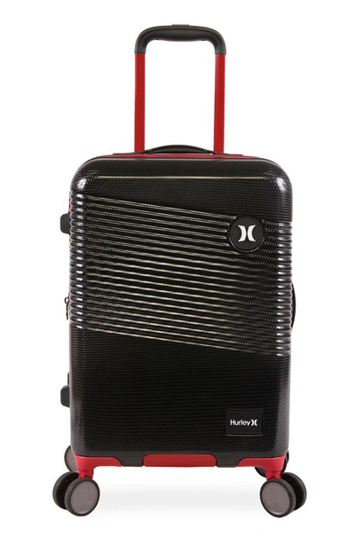 Hurley Looper 21" Hardshell Spinner Suitcase In Black/ Red