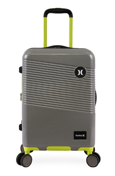 Hurley Looper 21" Hardshell Spinner Suitcase In Light Grey / Neon