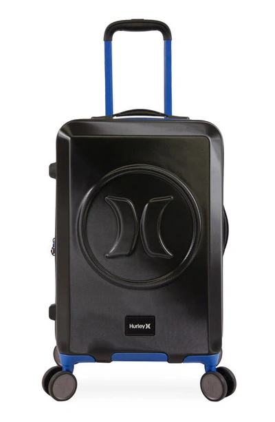 Hurley Wave 21" Hardshell Spinner Suitcase In Black/ Blue