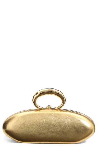 Alexis Bittar Molten Bullet Leather Minaudière In Gold