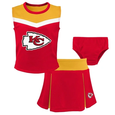 Outerstuff Kids' Girls Preschool Red Kansas City Chiefs Spirit Cheerleader Two-piece Set With Bloomers