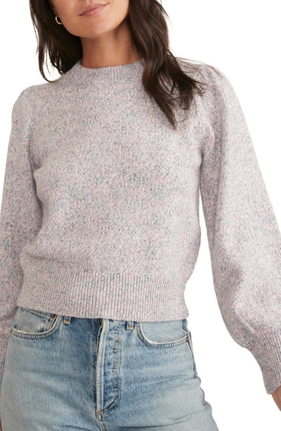 Marine Layer Alma Marled Blouson Sleeve Sweater In Purple