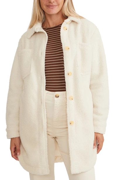 Marine Layer Bailey Longline High Pile Fleece Shirt Jacket In Ivory