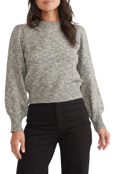 Marine Layer Alma Puff Sleeve Sweater In Charcoal Heather