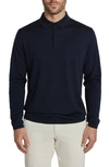 Jack Victor Redfern Long Sleeve Wool Blend Polo Sweater In Navy