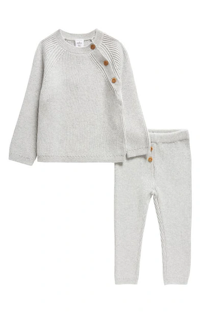 Nordstrom Babies' Rib Cotton Jumper & Leggings Set In Grey Light Heather