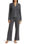 Nordstrom Brushed Hacci Pajamas In Black Rock Marl