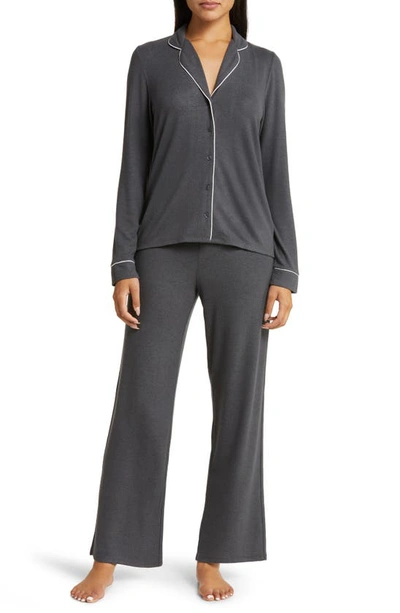 Nordstrom Brushed Hacci Pajamas In Black Rock Marl