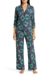 Nordstrom Brushed Hacci Pajamas In Navy Peacoat Merry Wreaths