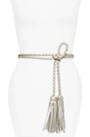 Ada Fringe Soga Leather Belt In Silver