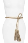 Ada Fringe Soga Leather Belt In Gold