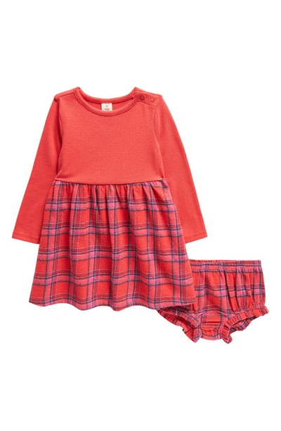 Tucker + Tate Babies' Kids' Plaid Long Sleeve Dress & Bloomers Set In Red Letter- Red Plaid