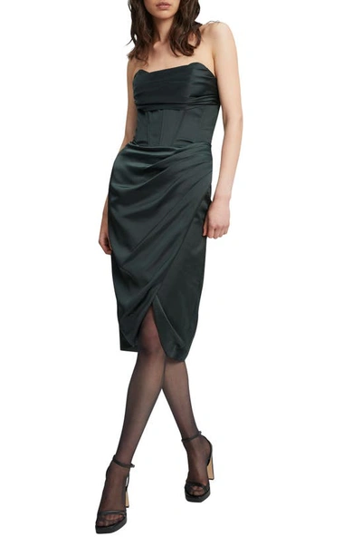 Bardot Jamila Strapless Satin Corset Dress In Black
