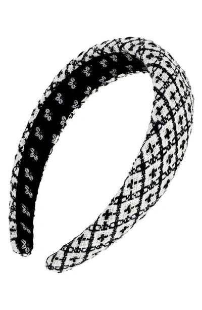 L Erickson Claret Tweed Padded Headband In Black/ White