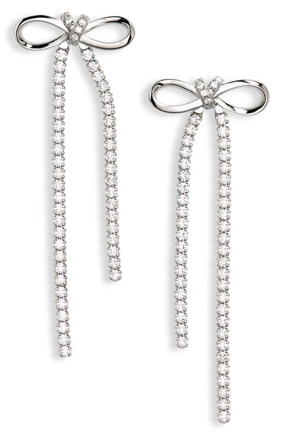 Shashi Rosette Crystal Drop Earrings In Silver