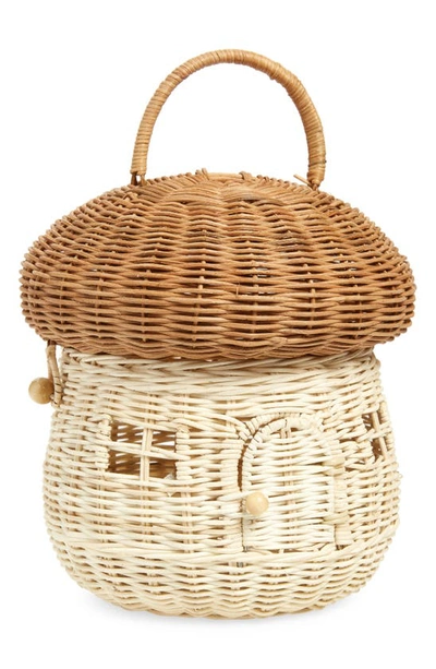 Olli Ella Rattan Mushroom Basket In Straw