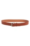 Bp. Single Prong Faux Leather Trouser Belt In Brown- Silver