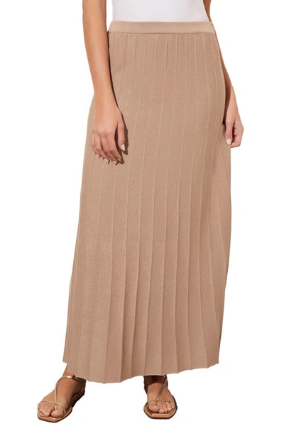 Ming Wang Pleated Pull-on Skirt In Dk Champagne