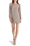 Steve Madden Bb Dakota By  Long Sleeve Sequin Dress In Grey