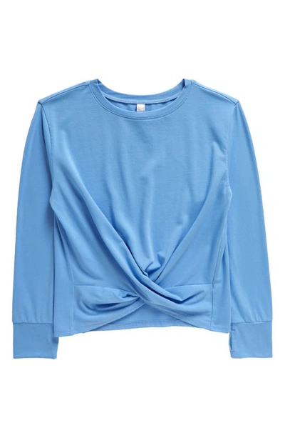 Zella Girl Kids' Organic Cotton Blend Twist T-shirt In Blue Cornflower