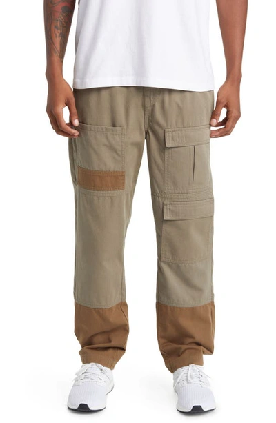 Native Youth Tonal Panel Pants In Khaki Green