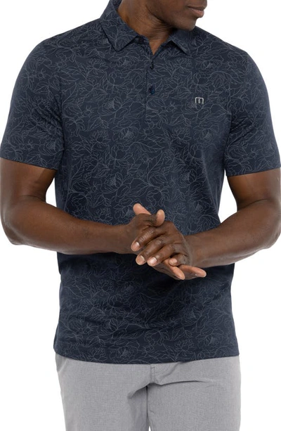 Travismathew Calmer Waters Floral Piqué Polo In Total Eclipse