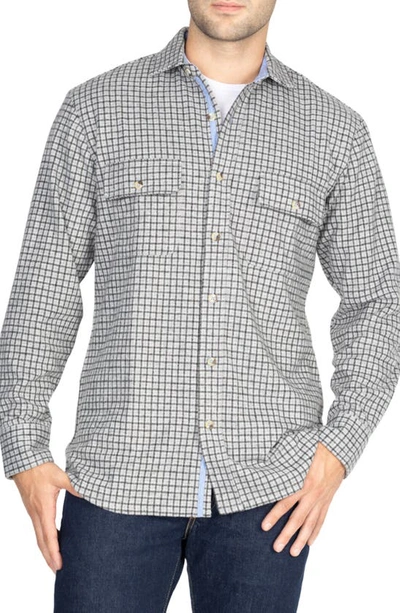 Tailorbyrd Check Print Long Sleeve Flannel Button-up Shirt In Grey