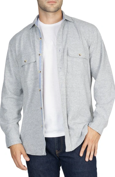 Tailorbyrd Long Sleeve Flannel Button-up Shirt In Dark Grey