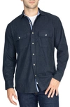 Tailorbyrd Long Sleeve Flannel Button-up Shirt In Indigo Blue