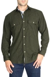 Tailorbyrd Long Sleeve Flannel Button-up Shirt In Green