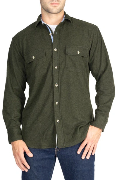 Tailorbyrd Long Sleeve Flannel Button-up Shirt In Olive