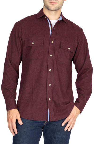 Tailorbyrd Long Sleeve Flannel Button-up Shirt In Bordeaux