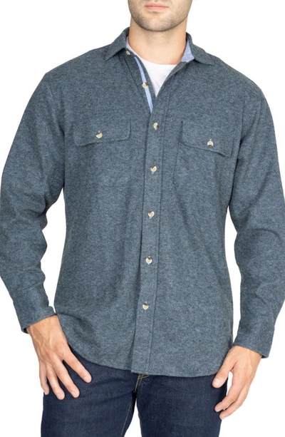 Tailorbyrd Long Sleeve Flannel Button-up Shirt In Delft Blue