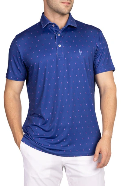 Tailorbyrd Flamingo Performance Polo Shirt In Sapphire Blue