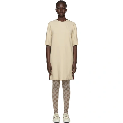 Gucci Off-white Webbing T-shirt Dress In 9992 Ivory
