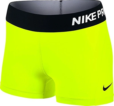 Nike Women's Pro 3" Shorts In Volt/black |