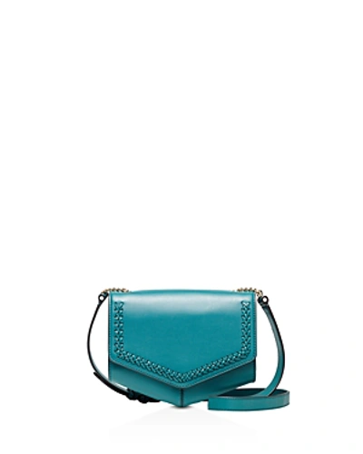 Sandro Lou Woven Leather Crossbody In Emerald
