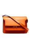 Marni Trunk Medium Leather Shoulder Bag In Orange