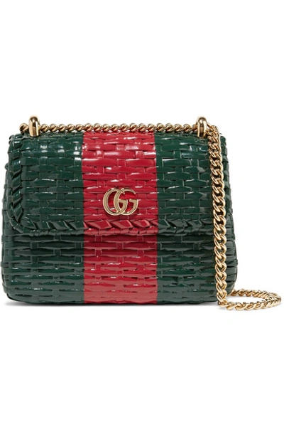 Gucci Gg Cestino Woven-wicker Mini Cross-body Bag In Green