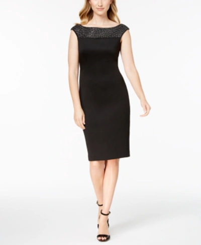 Calvin Klein Embellished Sheath Dress In Black