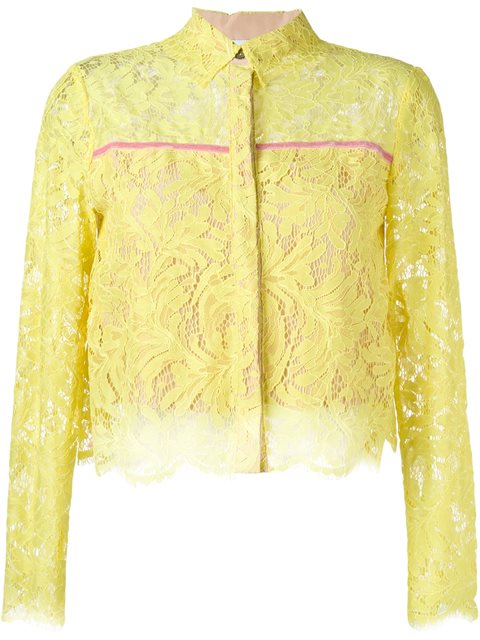 Msgm Lace Cropped Blouse | ModeSens